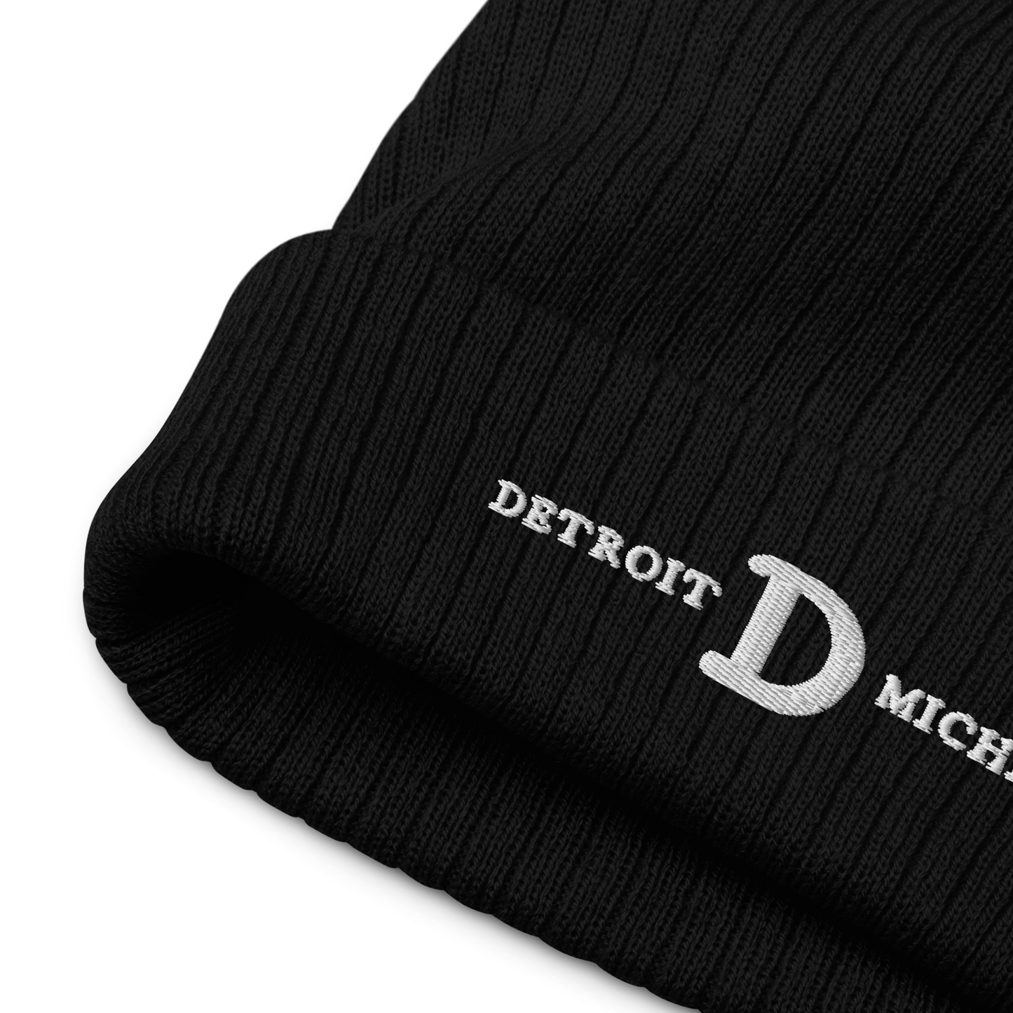 'Detroit Michigan' Ribbed Beanie (w/ Old French D)