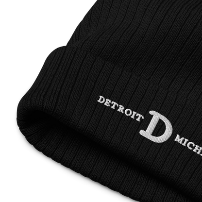 'Detroit Michigan' Ribbed Beanie (w/ Old French D)