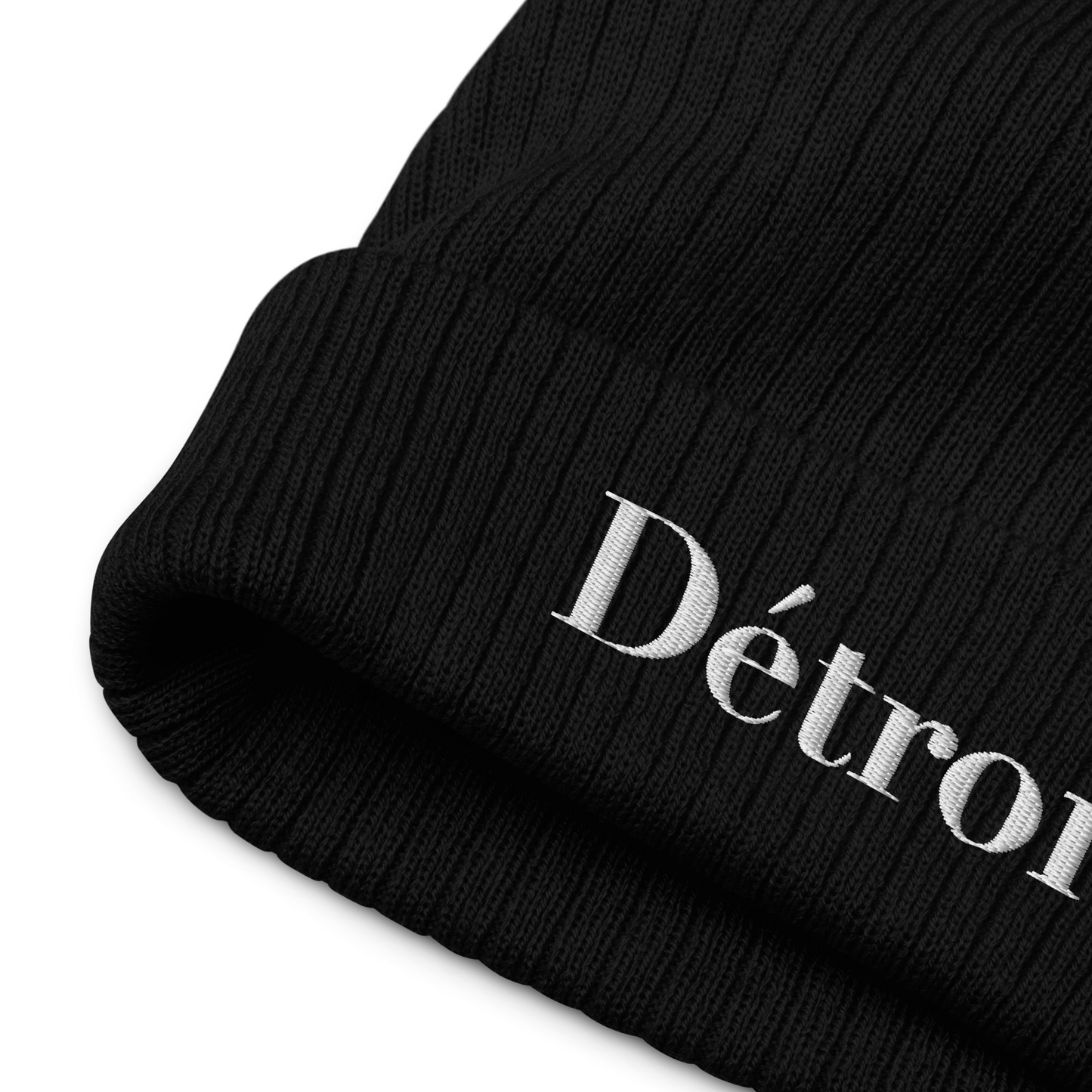 'Détroit' Ribbed Knit Beanie (Didone Font)