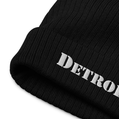 'Detroit' Ribbed Beanie (Army Font)