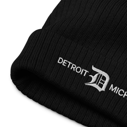 'Detroit Michigan' Ribbed Beanie (w/ Old English 'D')