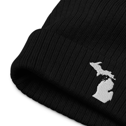 Michigan Ribbed Beanie | White Outline