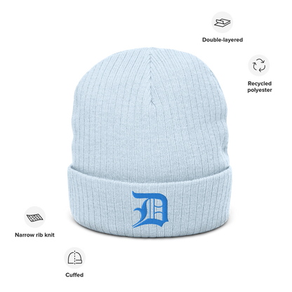 Detroit 'Old English D' Ribbed Beanie (Azure)