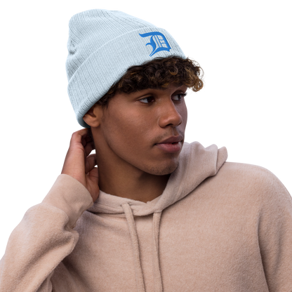 Detroit 'Old English D' Ribbed Beanie (Azure)