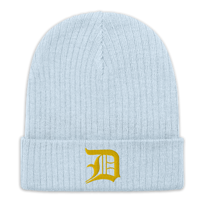 Detroit 'Old English D' Ribbed Beanie (Gold)