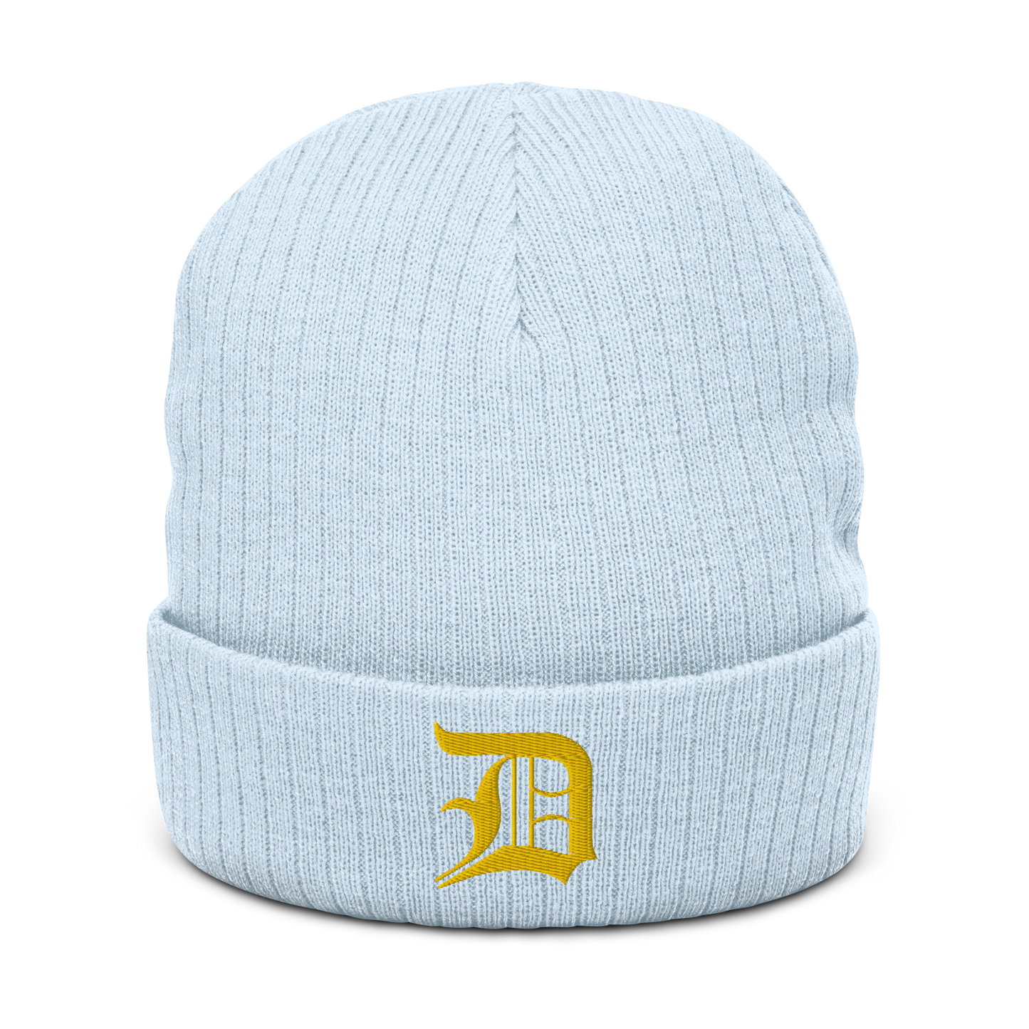 Detroit 'Old English D' Ribbed Beanie (Gold)