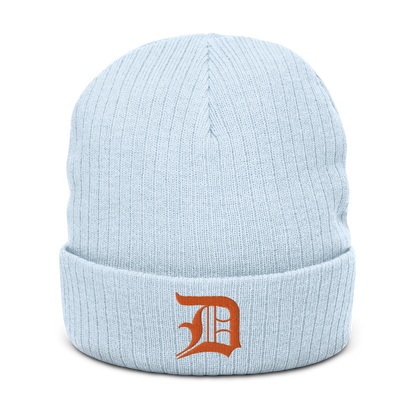 Detroit 'Old English D' Ribbed Beanie (Orange)