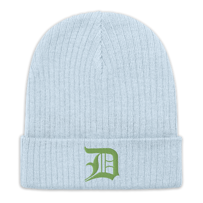 Detroit 'Old English D' Ribbed Beanie (Green)