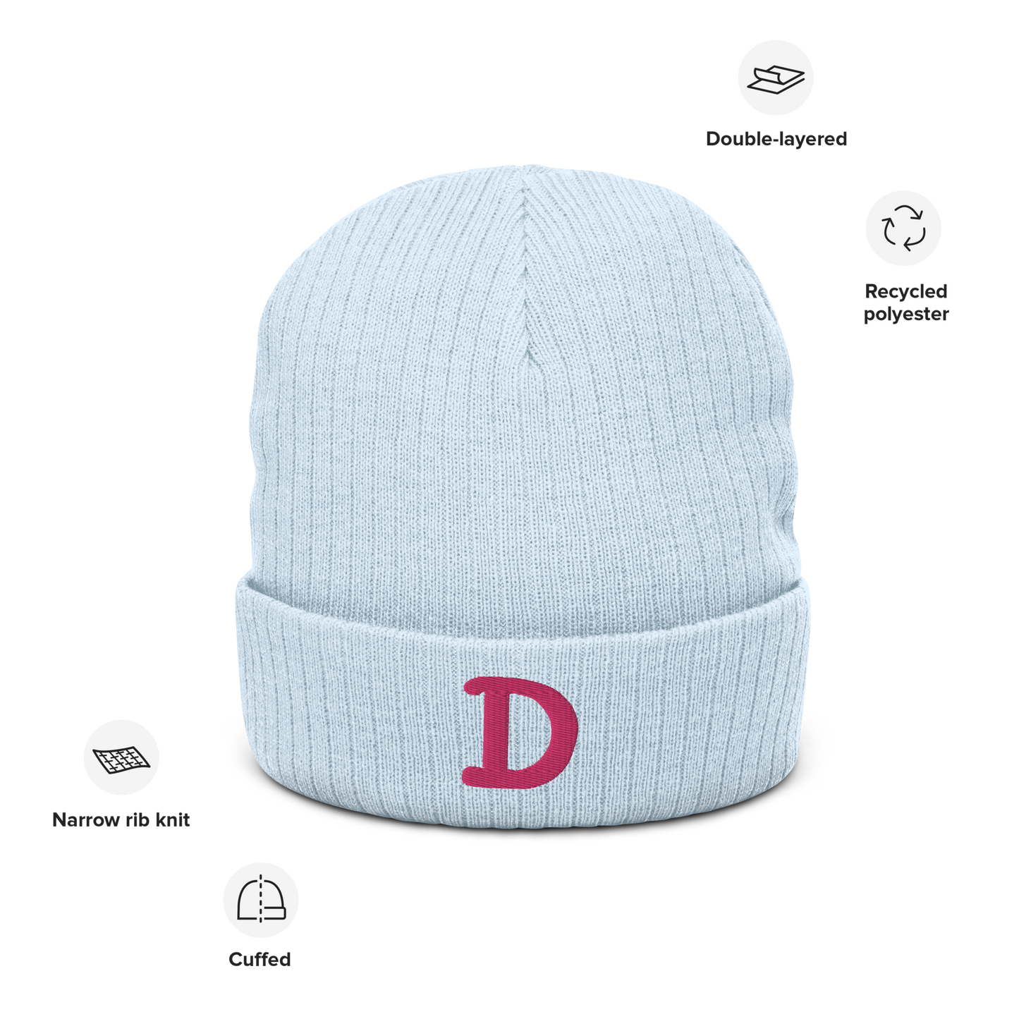 Detroit 'Old French D' Ribbed Beanie (Pink)