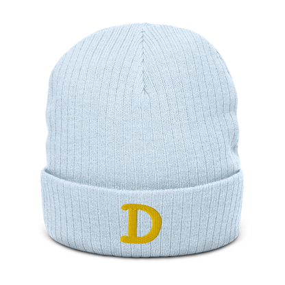 Detroit 'Old French D' Ribbed Beanie (Gold)