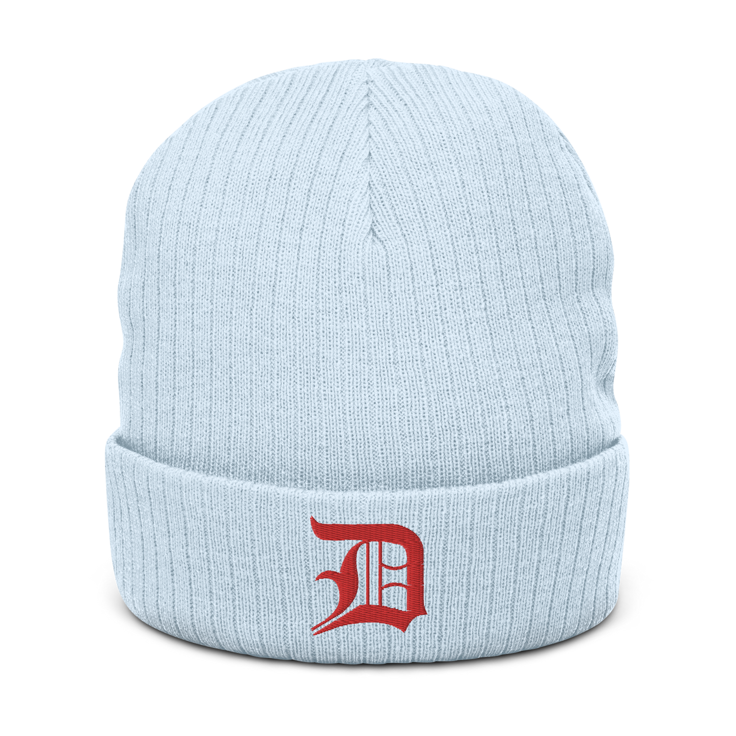 Detroit 'Old English D' Ribbed Beanie (Red)