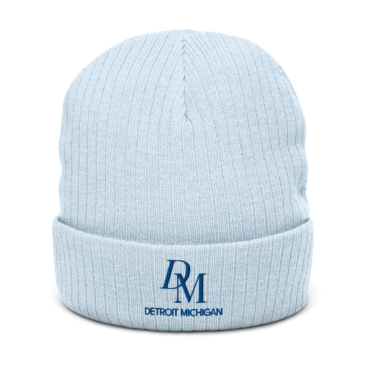 'DM Detroit Michigan' Ribbed Beanie (Royal Blue)