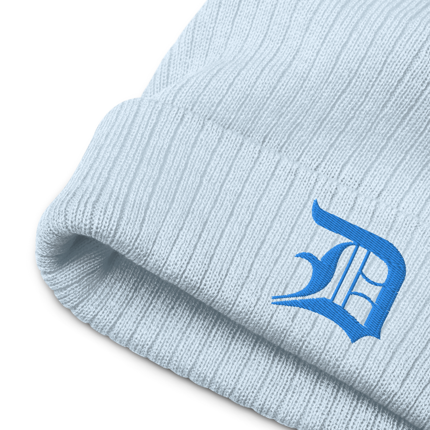 Detroit 'Old English D' Ribbed Beanie (Azure)