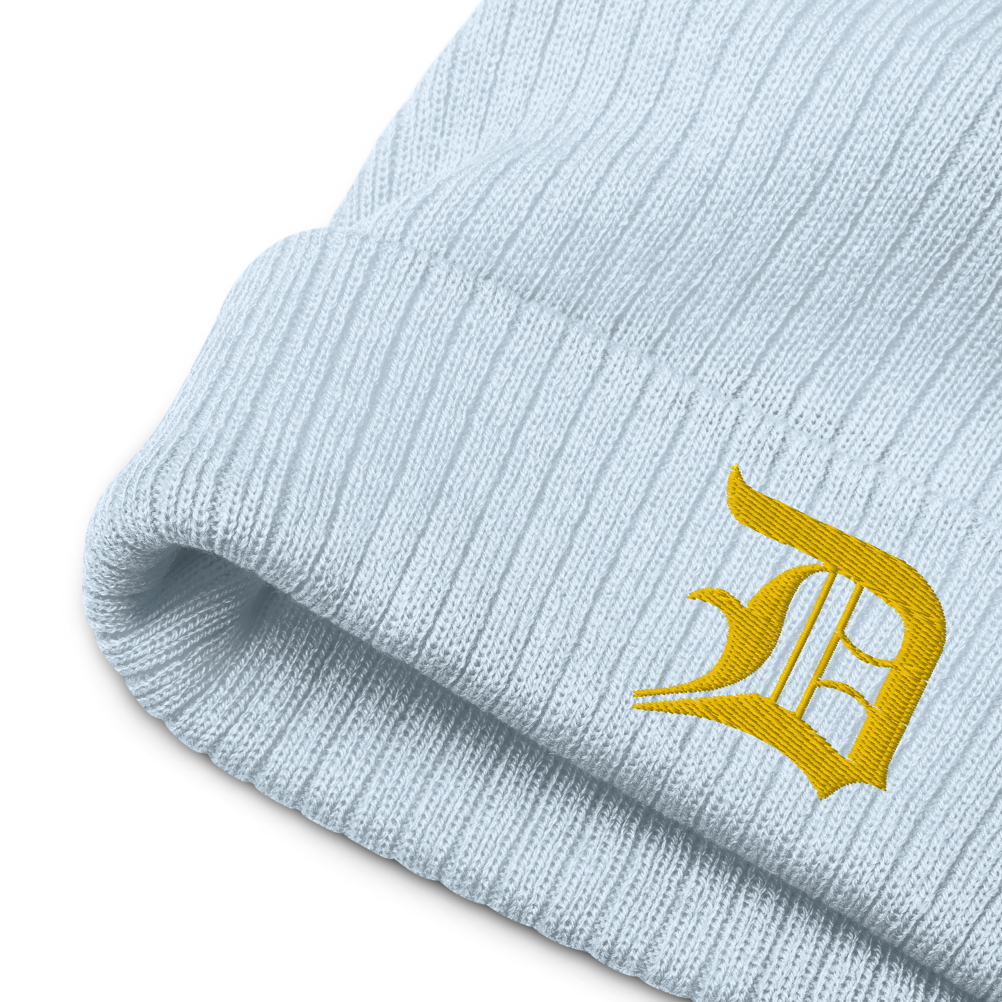 Detroit 'Old English D' Ribbed Beanie (Gold)