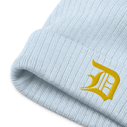 Detroit 'Old English D' Ribbed Beanie (Gold)