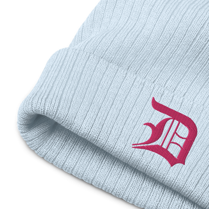 Detroit 'Old English D' Ribbed Beanie (Pink)