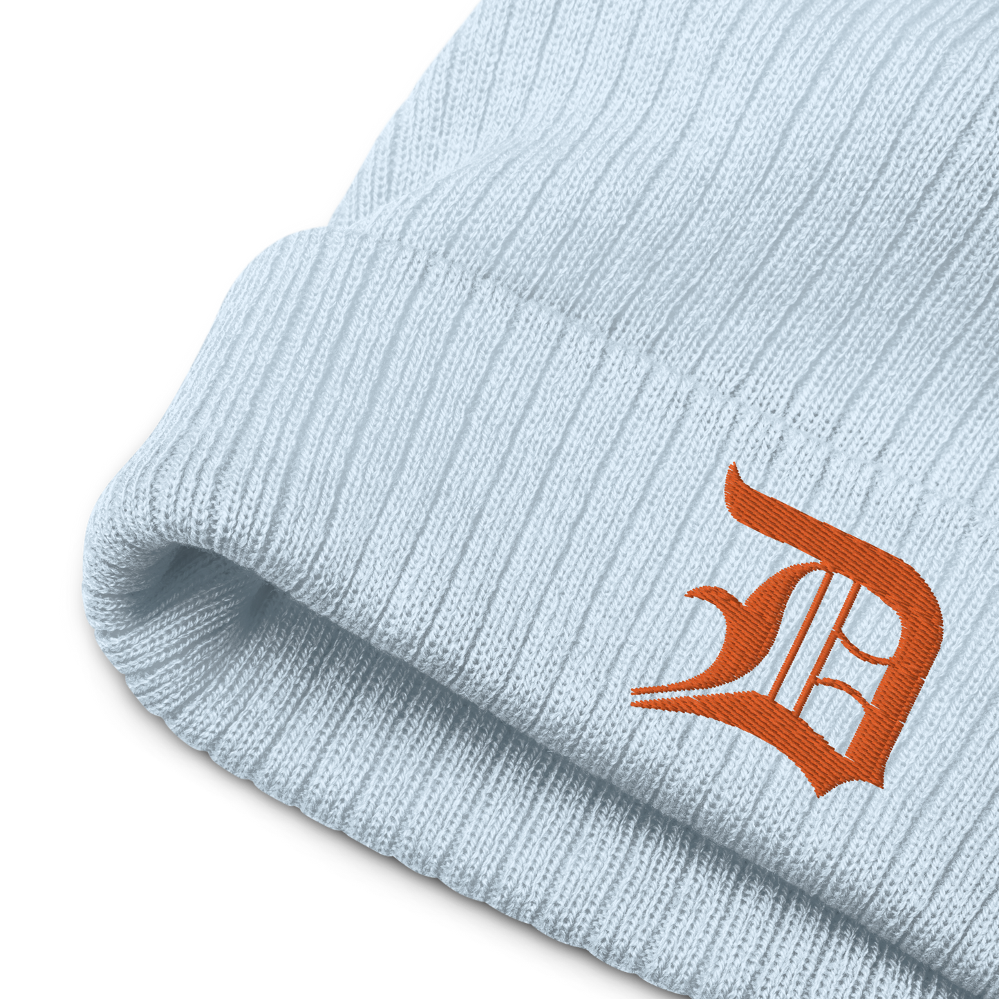 Detroit 'Old English D' Ribbed Beanie (Orange)