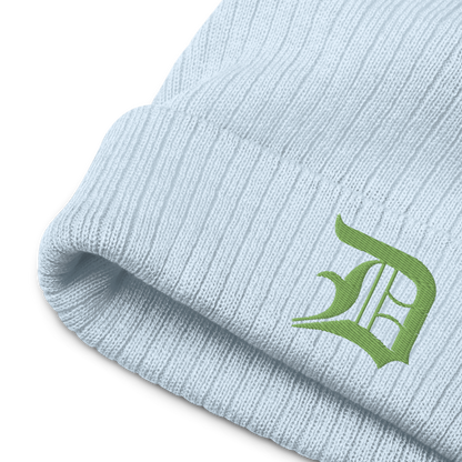 Detroit 'Old English D' Ribbed Beanie (Green)