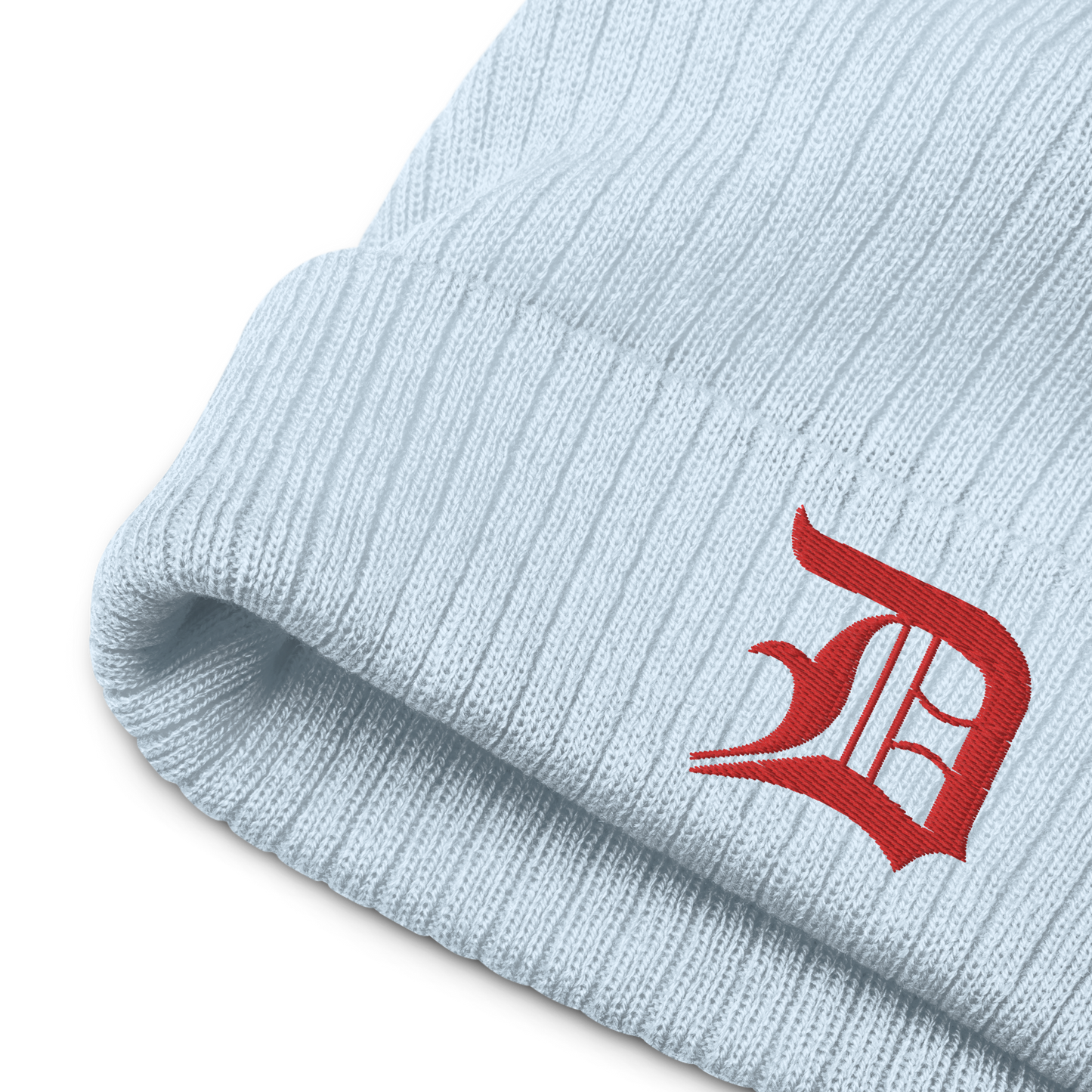 Detroit 'Old English D' Ribbed Beanie (Red)