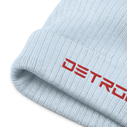 'Detroit' Ribbed Beanie (Electric Font) | Red