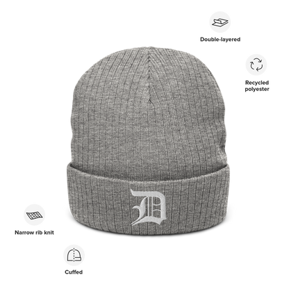 Detroit 'Old English D' Ribbed Beanie