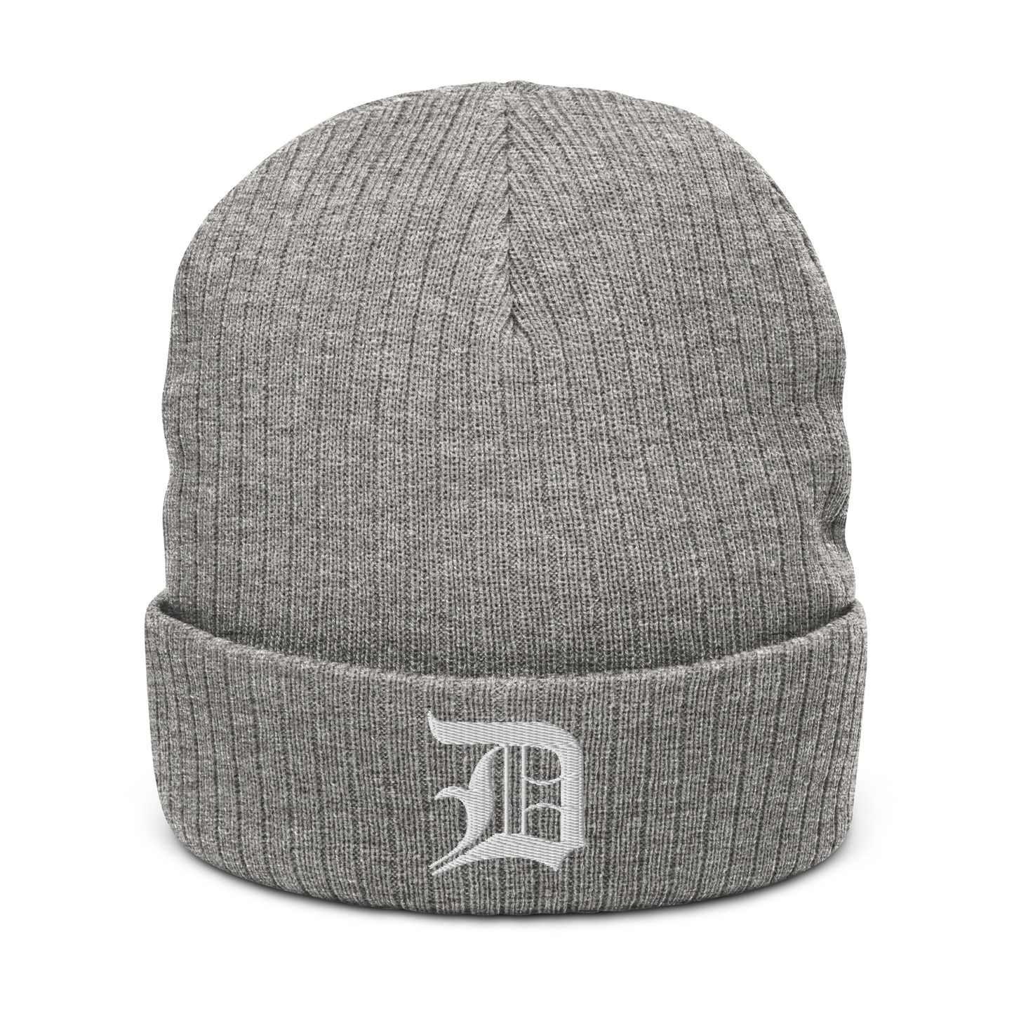 Detroit 'Old English D' Ribbed Beanie