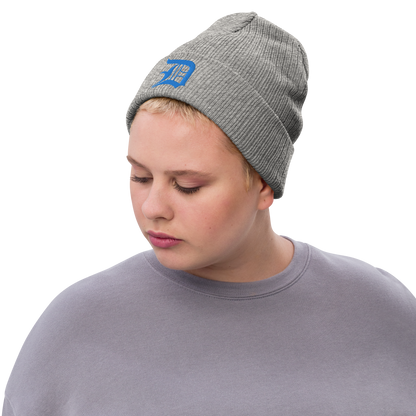 Detroit 'Old English D' Ribbed Beanie (Azure)