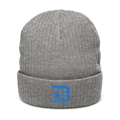 Detroit 'Old English D' Ribbed Beanie (Azure)