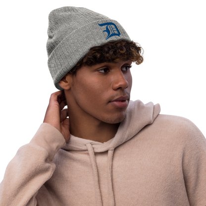 Detroit 'Old English D' Ribbed Beanie (Royal Blue)