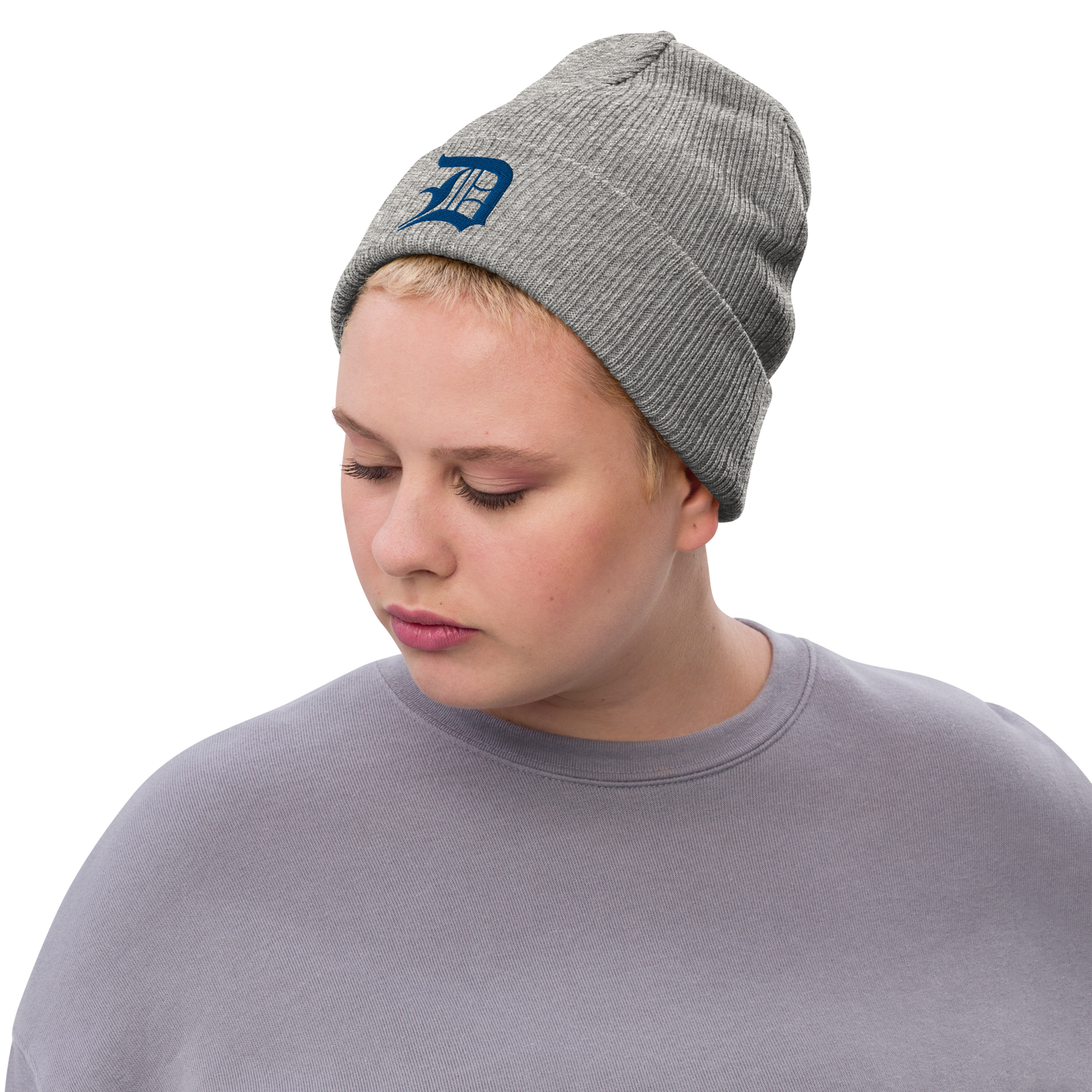 Detroit 'Old English D' Ribbed Beanie (Royal Blue)