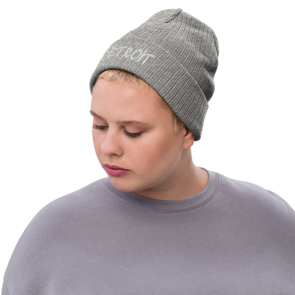 'Detroit' Ribbed Beanie (Tag Font)