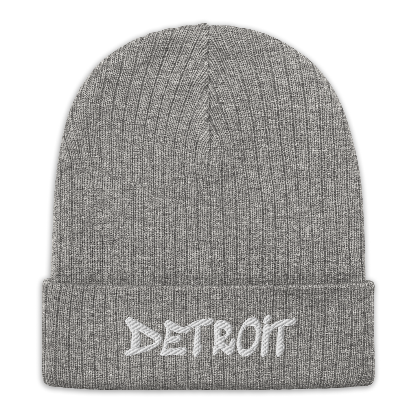 'Detroit' Ribbed Beanie (Tag Font)