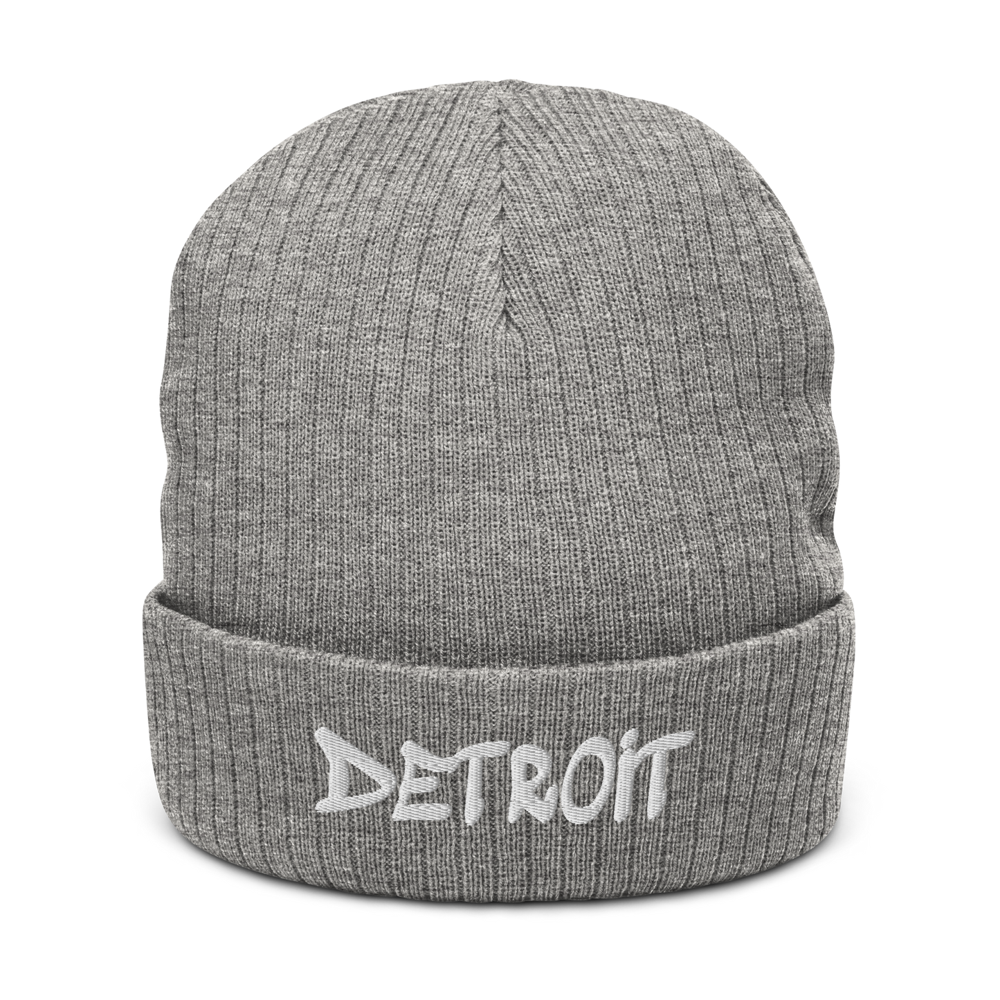 'Detroit' Ribbed Beanie (Tag Font)