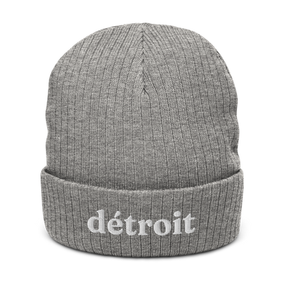 'Détroit' Ribbed Beanie (70s Serif Font)