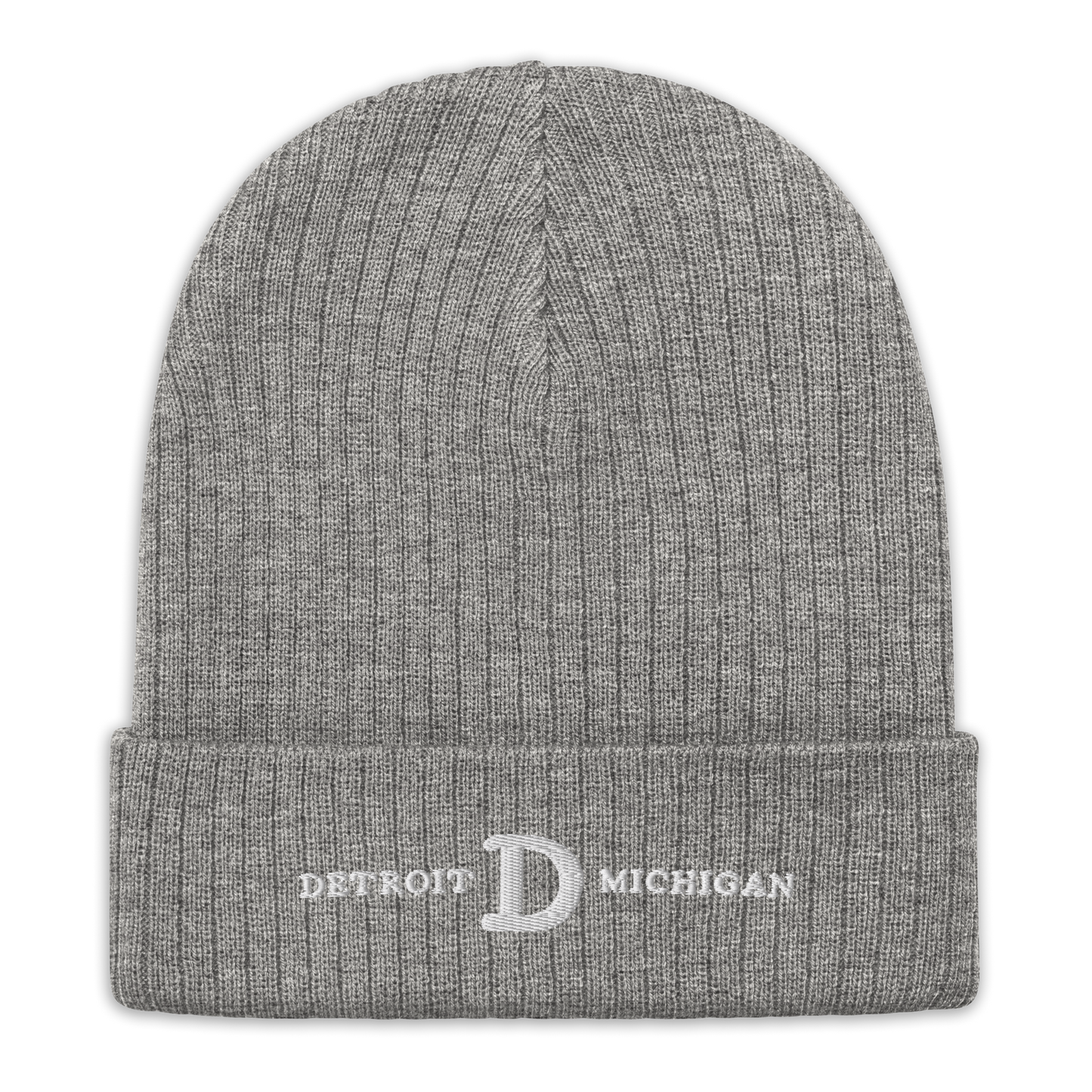 'Detroit Michigan' Ribbed Beanie (w/ Old French D)