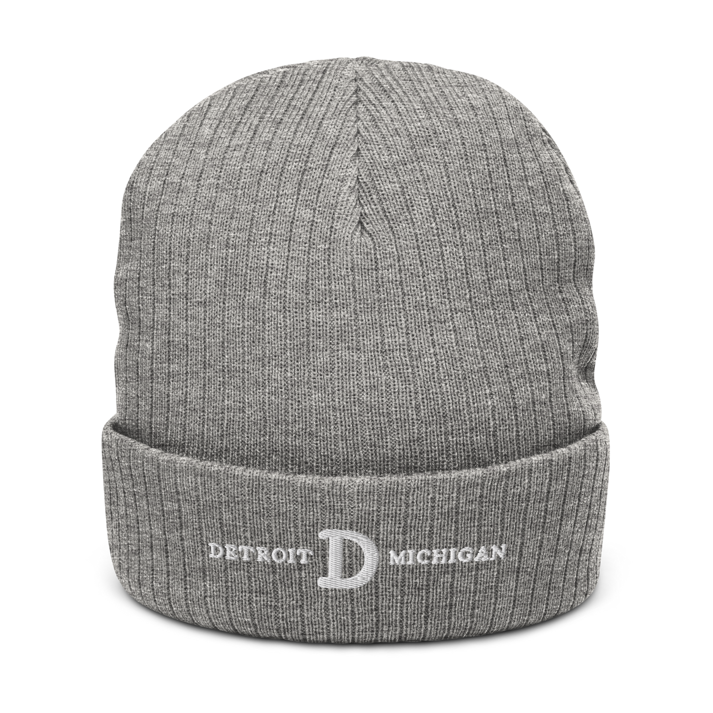 'Detroit Michigan' Ribbed Beanie (w/ Old French D)