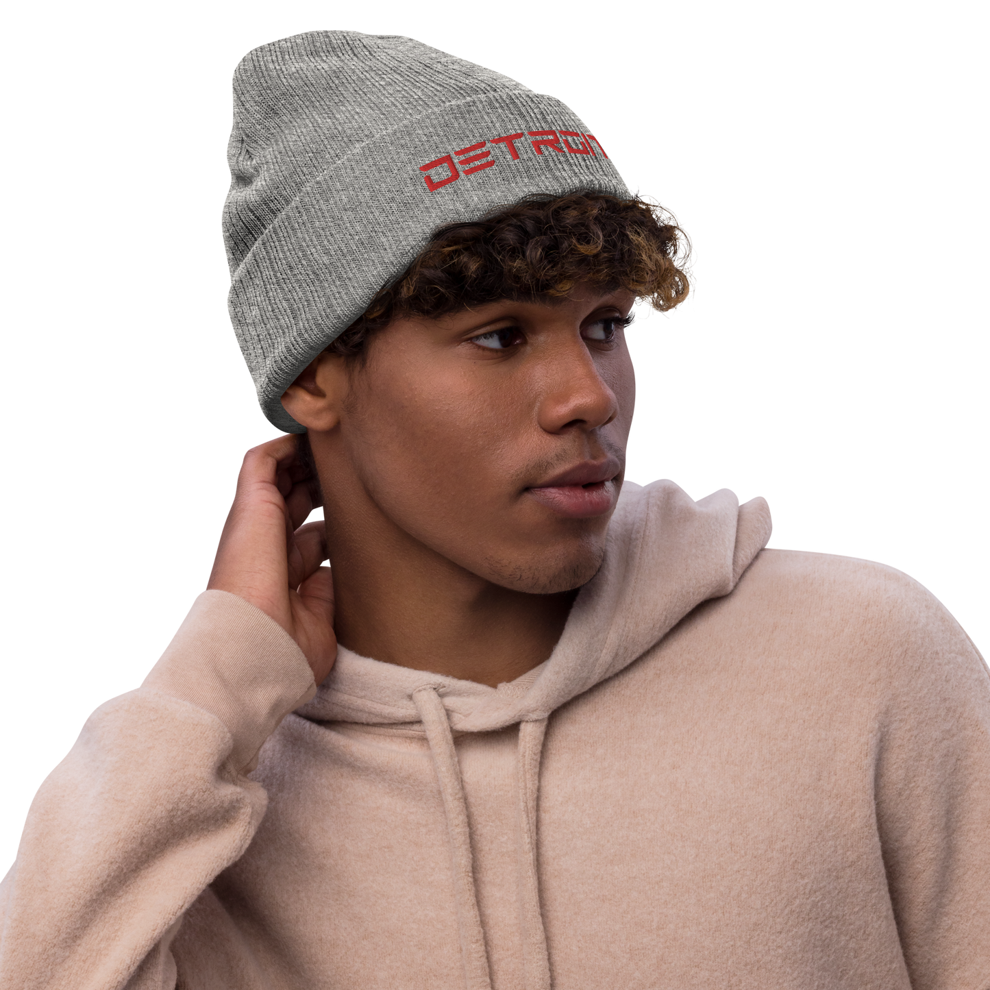 'Detroit' Ribbed Beanie (Electric Font) | Red