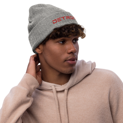 'Detroit' Ribbed Beanie (Electric Font) | Red