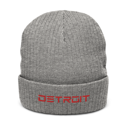 'Detroit' Ribbed Beanie (Electric Font) | Red