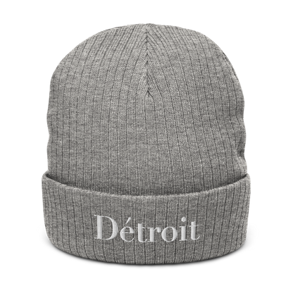 'Détroit' Ribbed Knit Beanie (Didone Font)