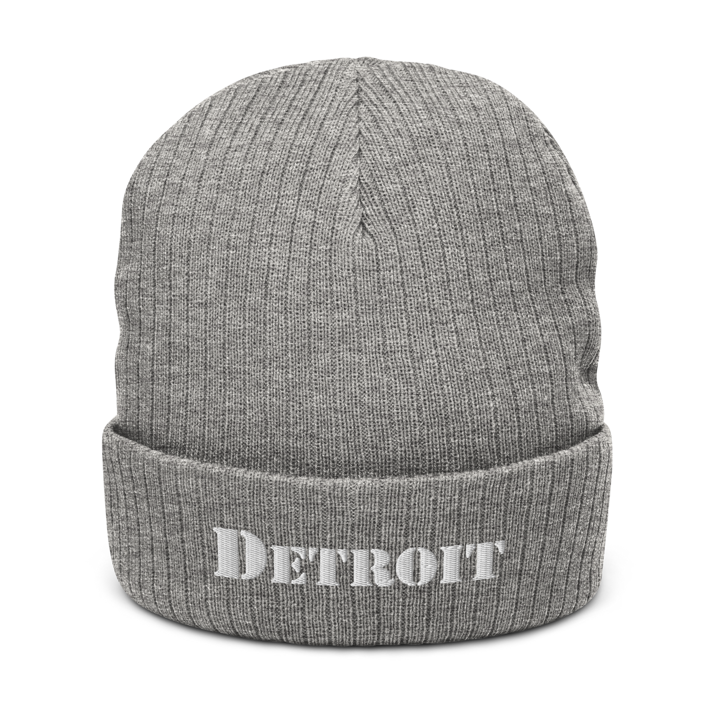 'Detroit' Ribbed Beanie (Army Font)
