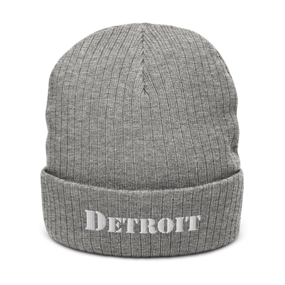 'Detroit' Ribbed Beanie (Army Font)