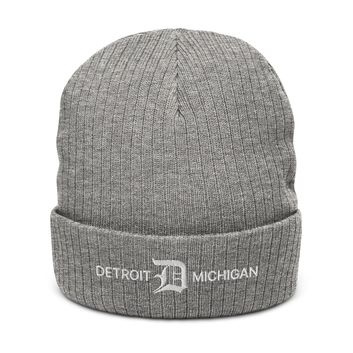 'Detroit Michigan' Ribbed Beanie (w/ Old English 'D')