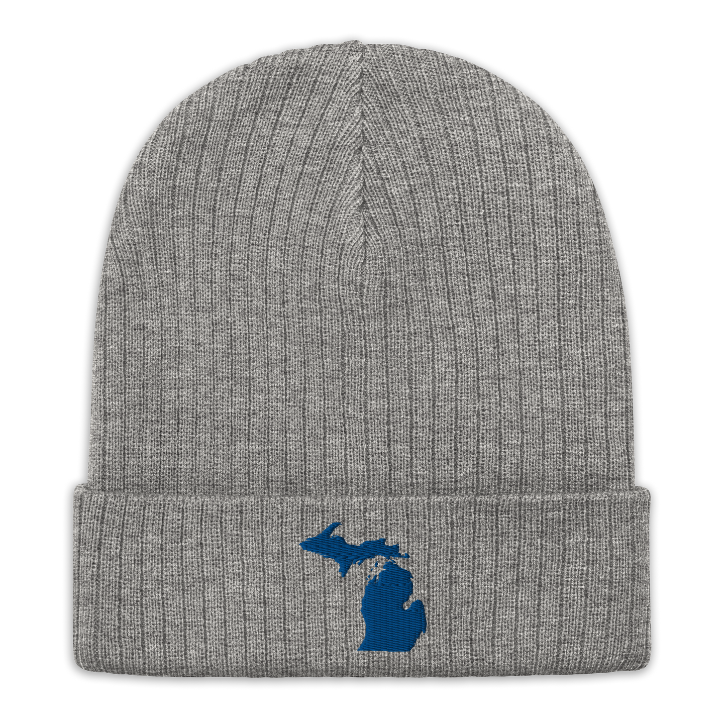 Michigan Ribbed Beanie | Blue Outline