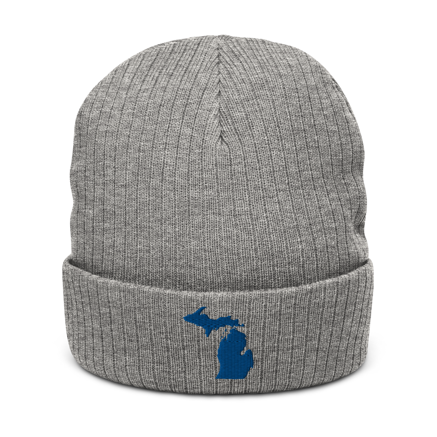 Michigan Ribbed Beanie | Blue Outline