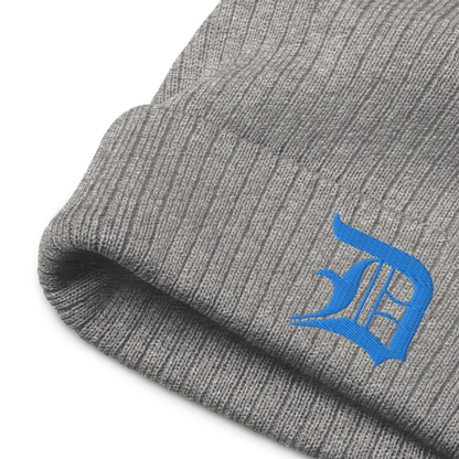 Detroit 'Old English D' Ribbed Beanie (Azure)