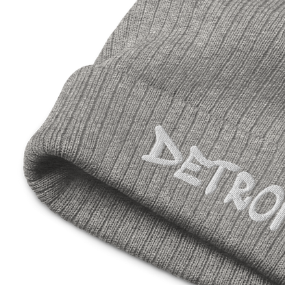 'Detroit' Ribbed Beanie (Tag Font)