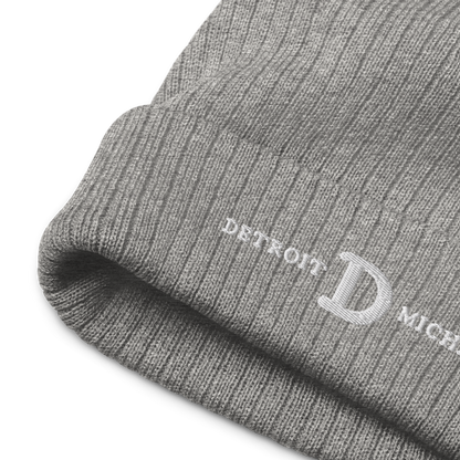 'Detroit Michigan' Ribbed Beanie (w/ Old French D)