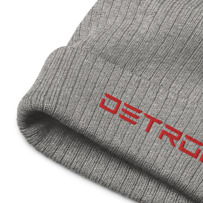 'Detroit' Ribbed Beanie (Electric Font) | Red