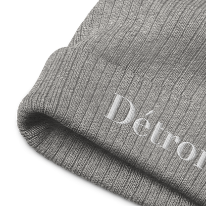 'Détroit' Ribbed Knit Beanie (Didone Font)